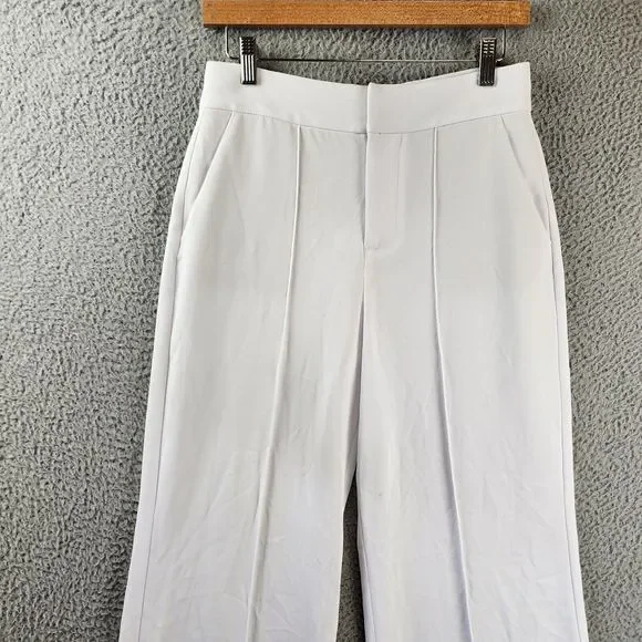 Alice +Olivia Dylan High Waist Wide Leg Pants Women's 4 White Hook & Eye Closure - Picture 3 of 13